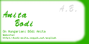anita bodi business card